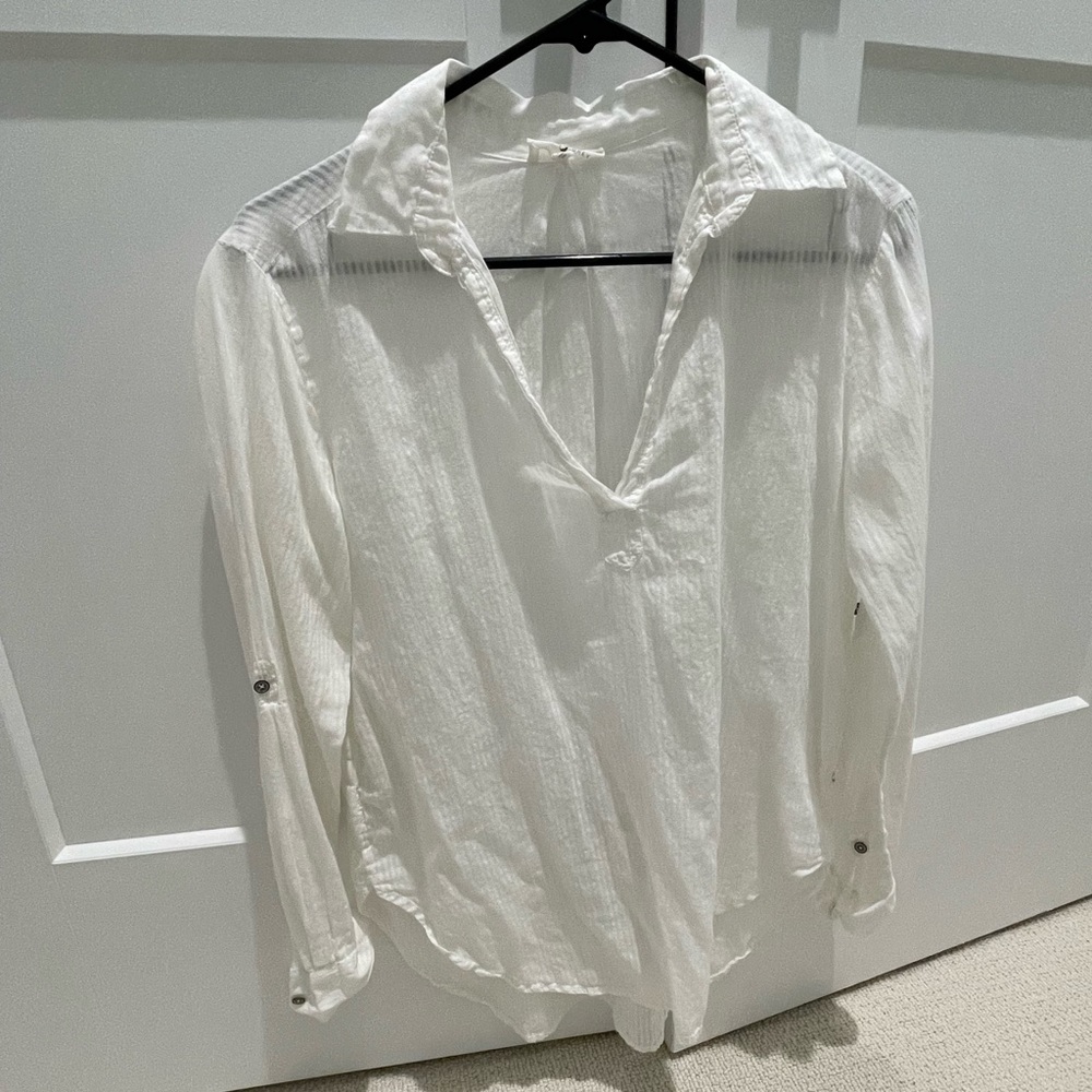 Lou and Grey white blouse with rolled sleeves